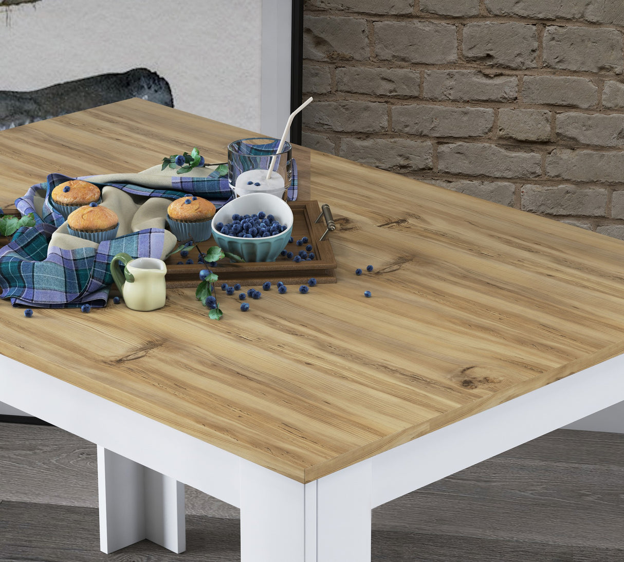 Masă dining T1 - 1525, Stejar - Alb, 110x72x74 cm