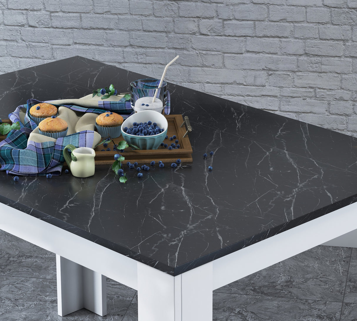Masă dining T1 - 1522, Marble - Alb, 110x72x74 cm