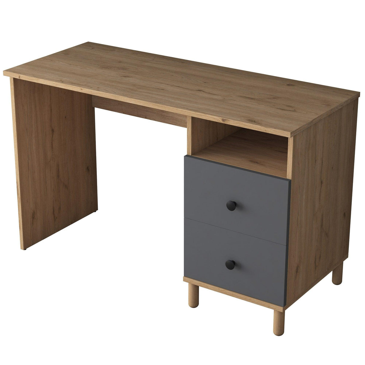 Birou Yaren cu 2 Sertare, 120 X 74 X 50 Cm - Stejar Gri, SKU 893RAN3331