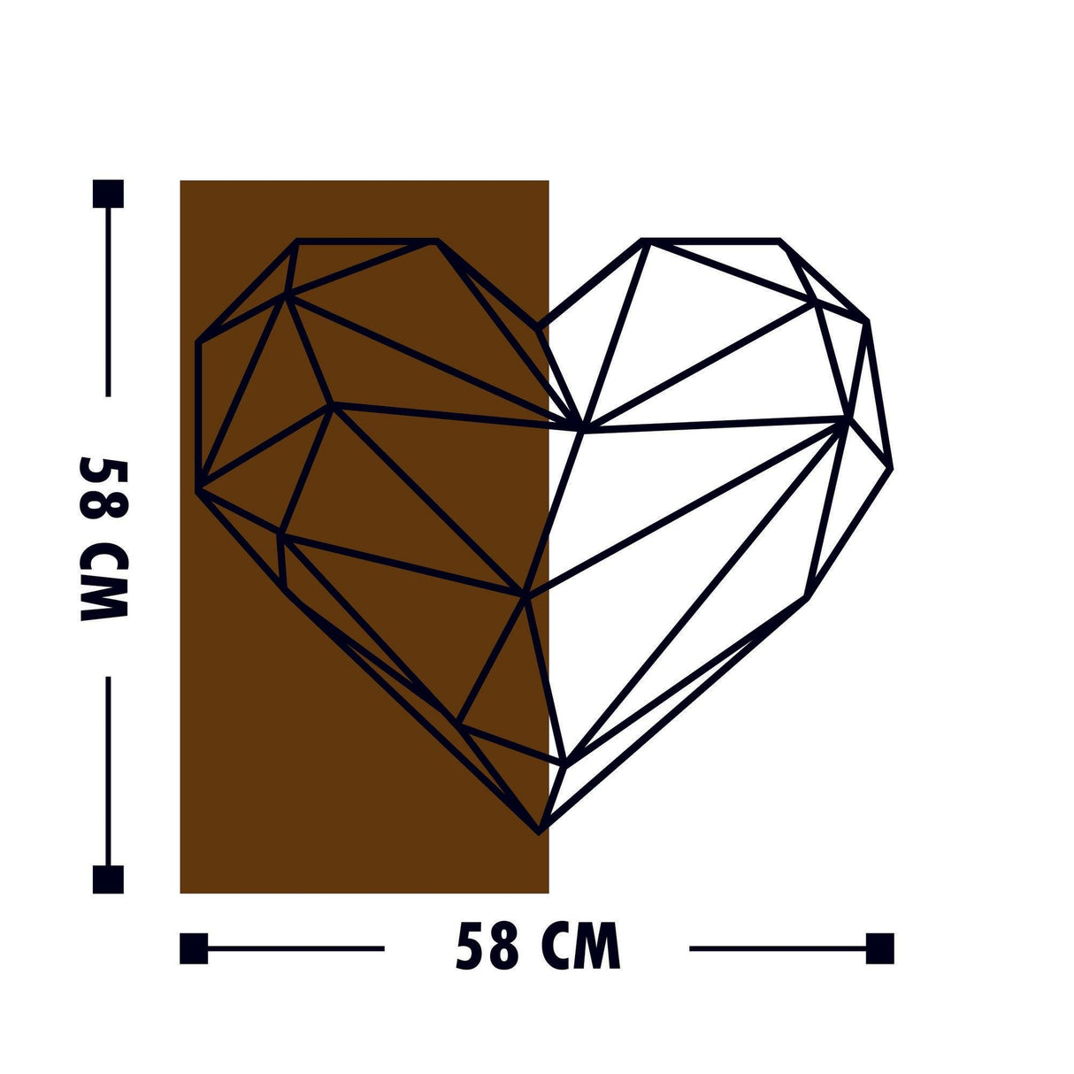 Decoratiune de perete lemn Skyler, Nuc, 58x3x58 cm