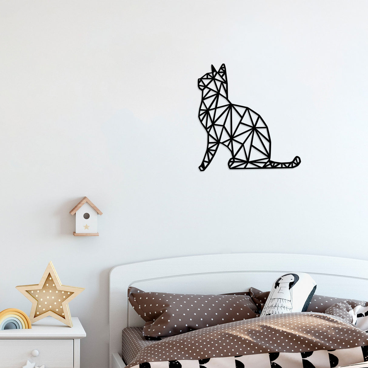 Decorațiune de perete din lemn Kedi, Negru, 35x46x1 cm
