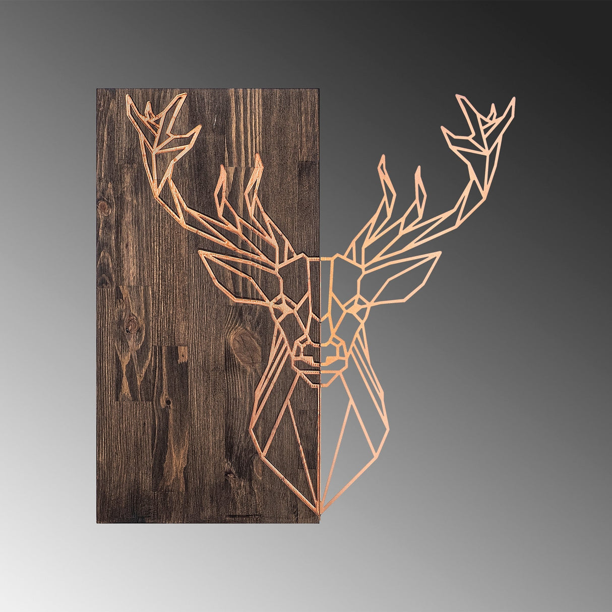 Decorațiune de perete din lemn Deer1, Diverse culori, 56x58x3 cm - Nuc - Copper | SKU: 899SKL2243 | Decorațiune de perete din lemn Deer1, 56x58x3 cm, varianta Nuc - Copper, produs pentru amenajarea locuinței, disponibil online în România la CasaMob