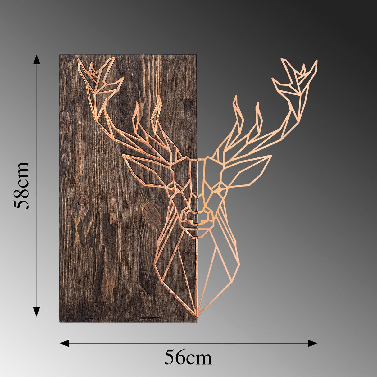 Decorațiune de perete din lemn Deer1, Diverse culori, 56x58x3 cm - Nuc - Copper | SKU: 899SKL2243 | Decorațiune de perete din lemn Deer1, 56x58x3 cm, varianta Nuc - Copper, produs pentru amenajarea locuinței, disponibil online în România la CasaMob