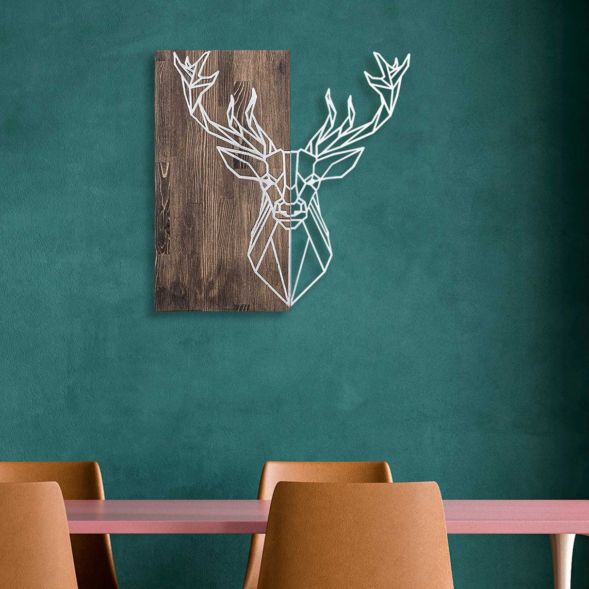 Decorațiune de perete din lemn Deer1, Diverse culori, 56x58x3 cm - Nuc - Argintiu | SKU: 899SKL2244 | Decorațiune de perete din lemn Deer1, 56x58x3 cm, varianta Nuc - Argintiu, produs pentru amenajarea locuinței, disponibil online în România la CasaMob