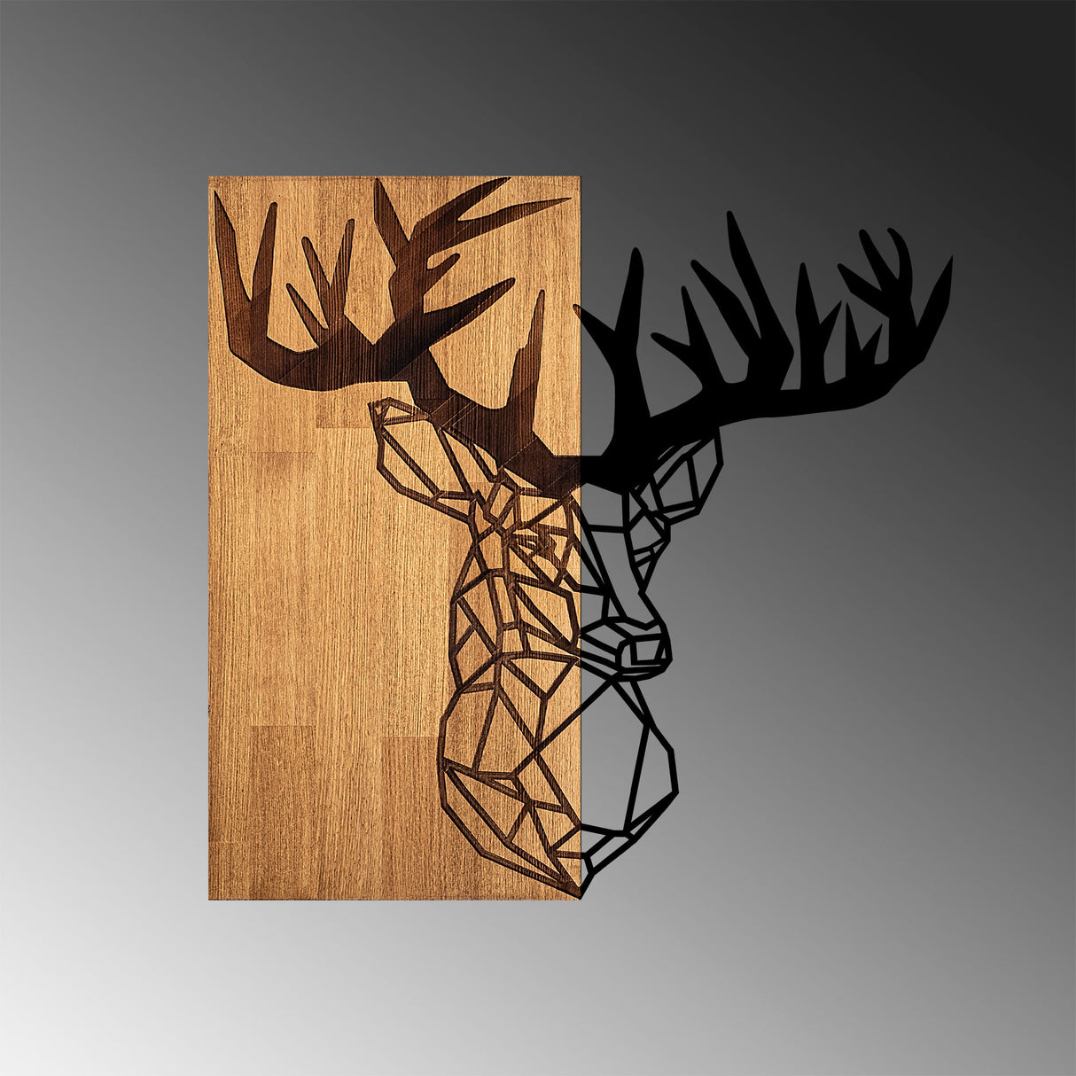 Decorațiune de perete din lemn MA-285, Nuc - Negru, 58x60x3 cm