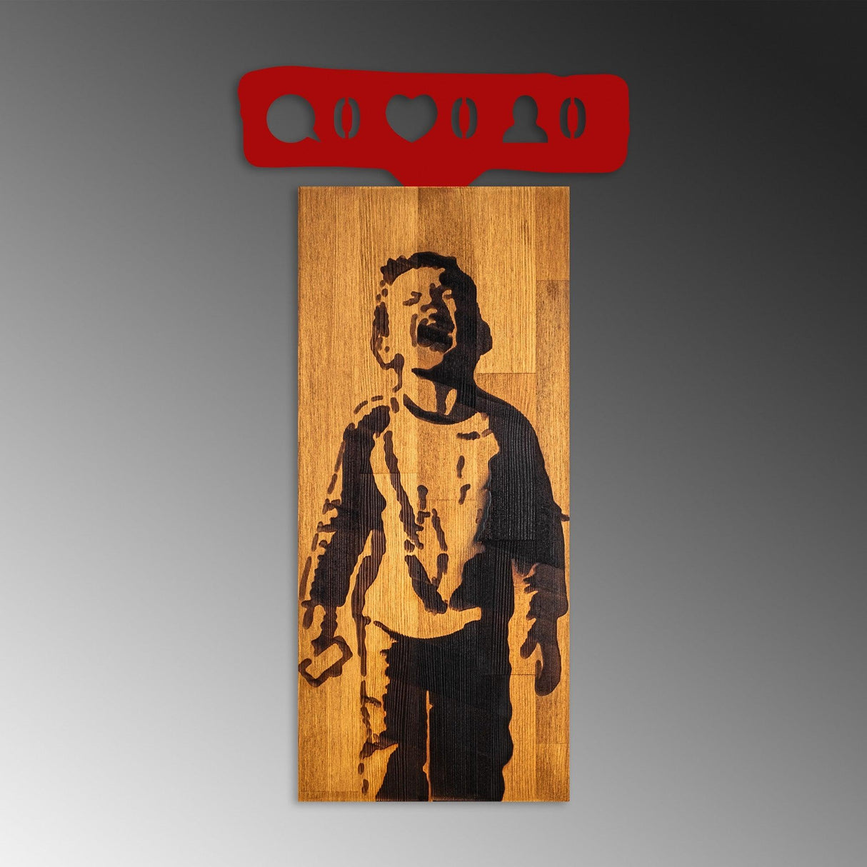 Decoratiune de perete lemn Decorative Wooden Wall Accessory Artistic 1, Nuc, 36x69x3 cm