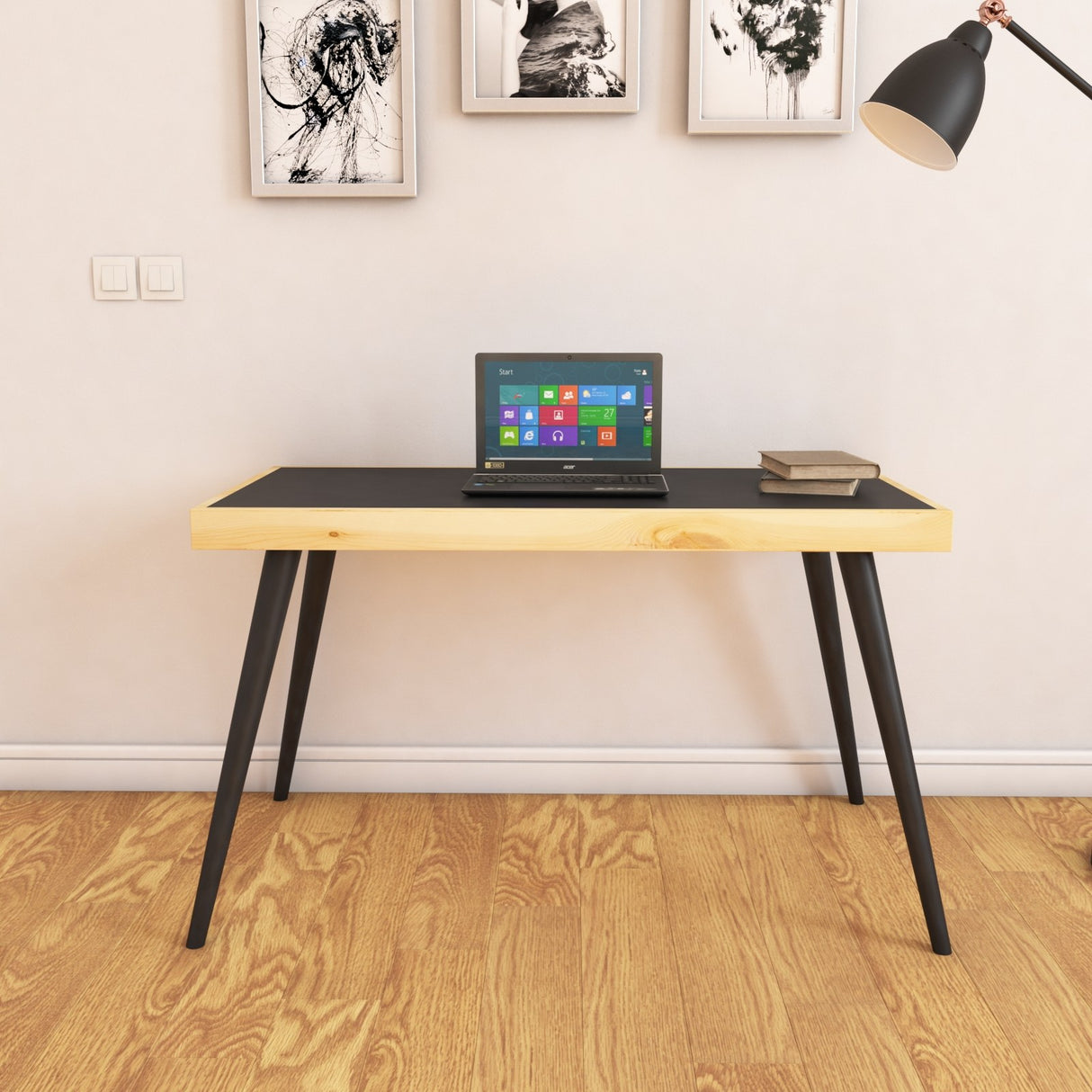 Birou Dkrz-Asr-31, Negru - Nuc, 120x60x72 cm