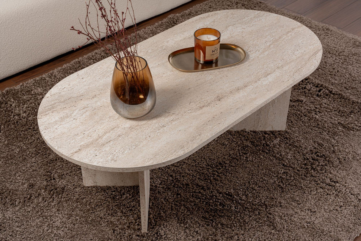 Măsuță de cafea Sable, Diverse culori, 119x60x40 cm - Travertin | SKU: 909NRD1103 | Măsuță de cafea Sable, 119x60x40 cm, varianta Travertin, produs pentru amenajarea locuinței, disponibil online în România la CasaMob