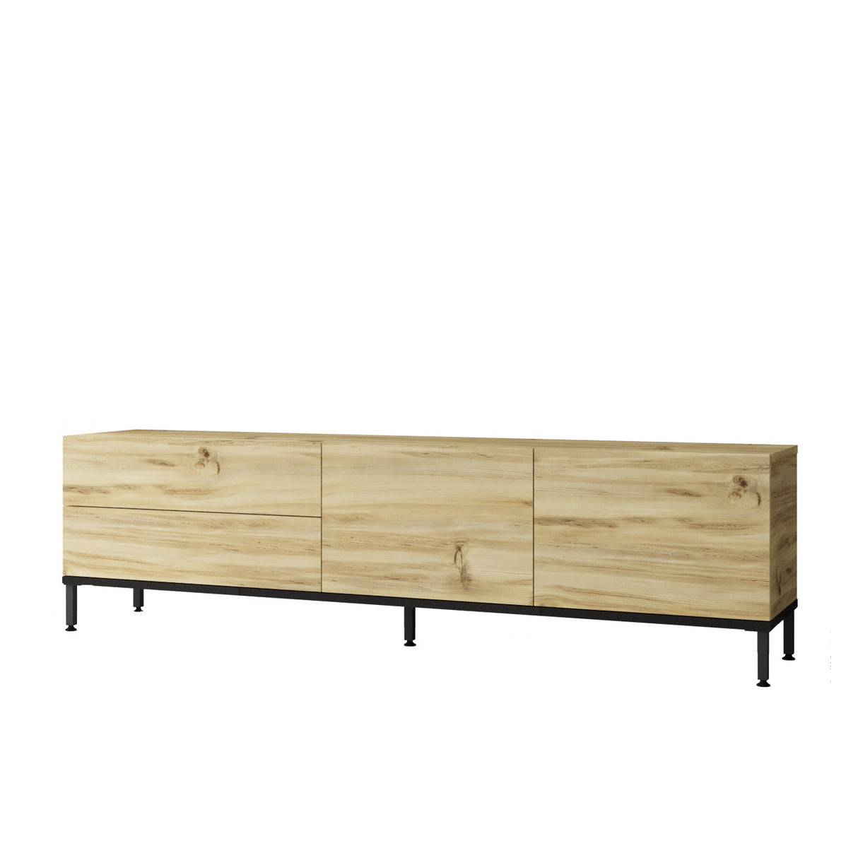 Comodă TV LV6-KL, Stejar - Negru, 170x36x46 cm