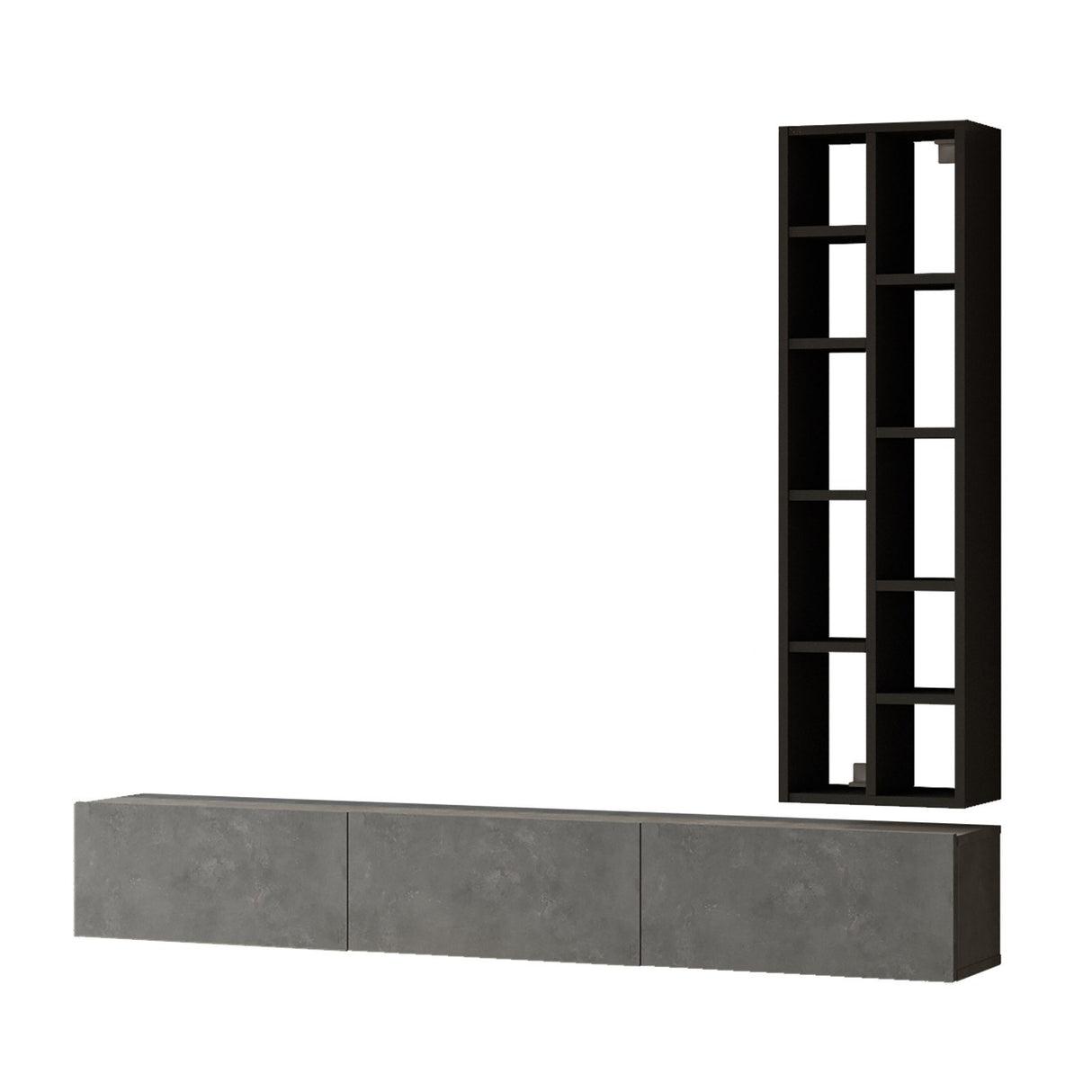 Comodă TV LV9-RL, Argintiu - Negru, 175x27x25 cm