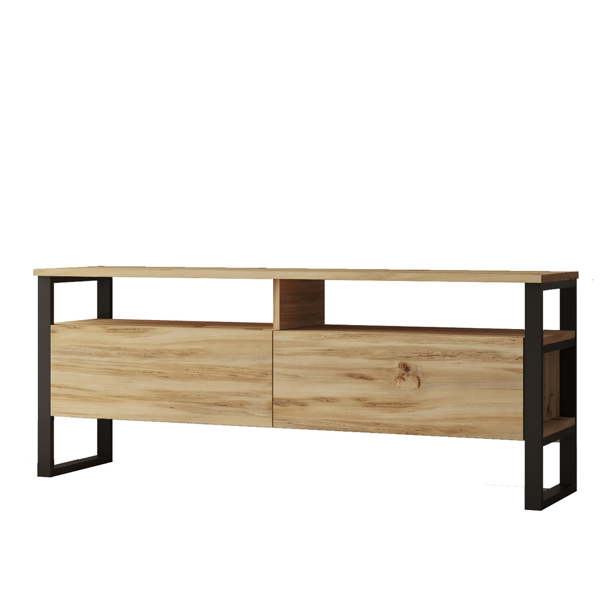 Comodă TV LV11-KE, Stejar - Negru, 140x36x56 cm