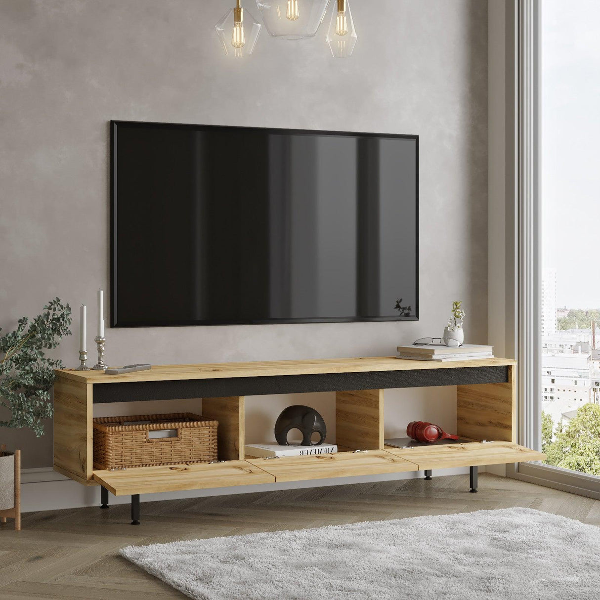 Comoda TV Tvado, 160x46x36 cm - Stejar, SKU 921YRD1101
