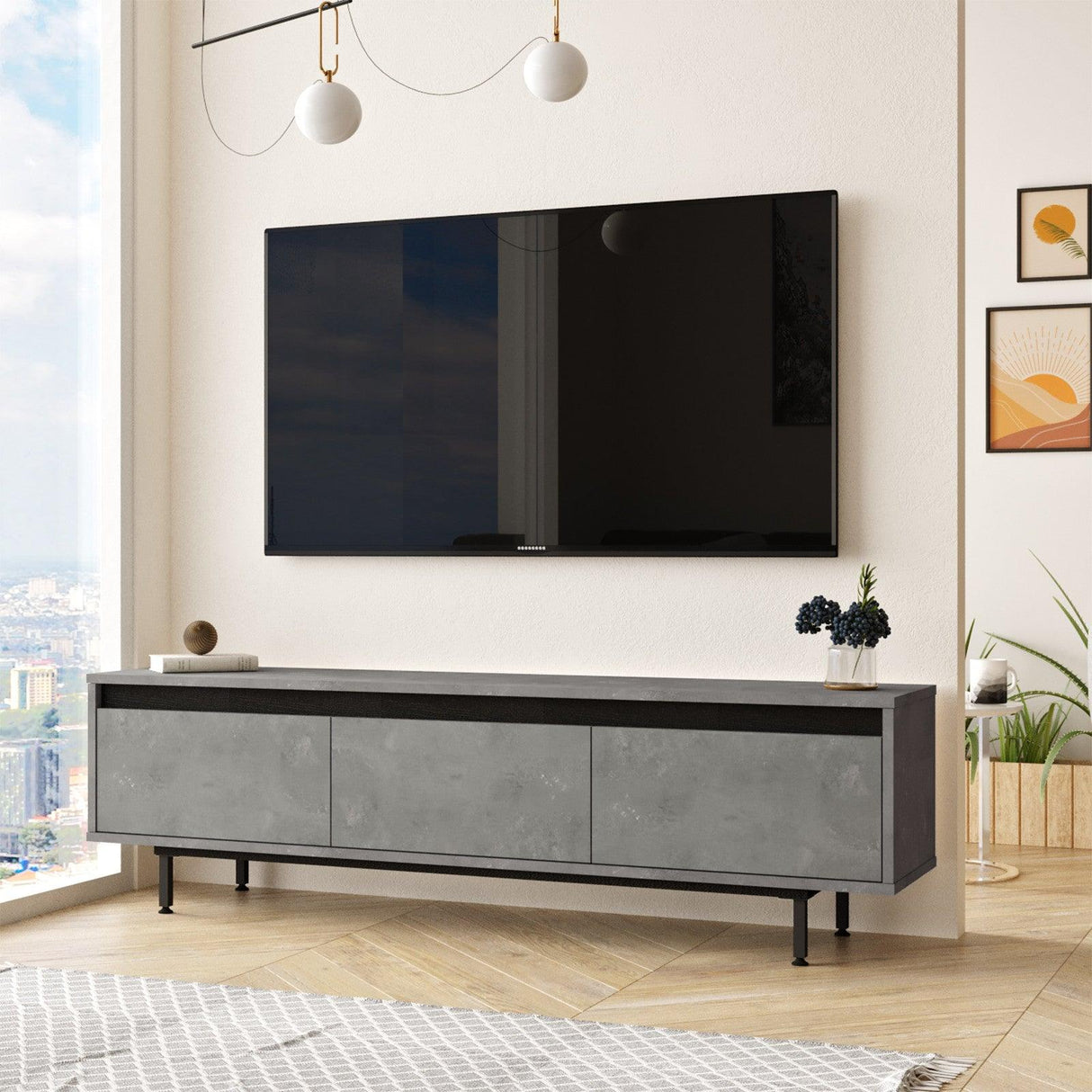 Comoda TV Tvado, 160x46x36 cm - Gri, SKU 921YRD1101