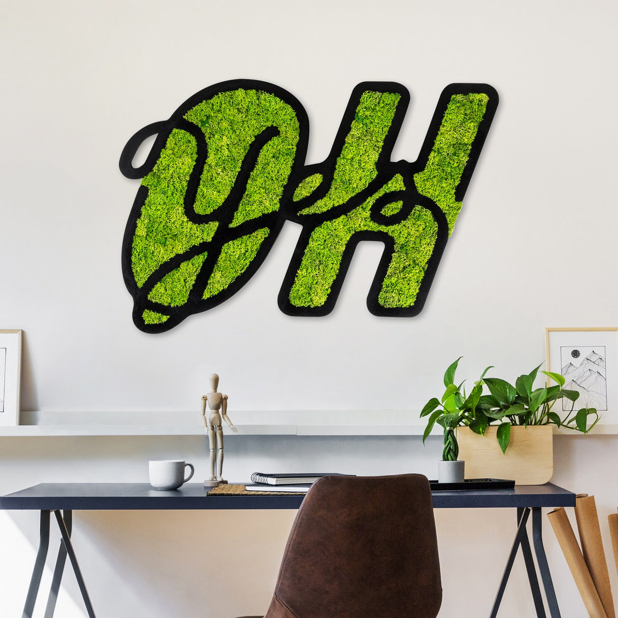 Decorațiune de perete din lemn Moss - Oh Yes, Verde, 52x76x1 cm