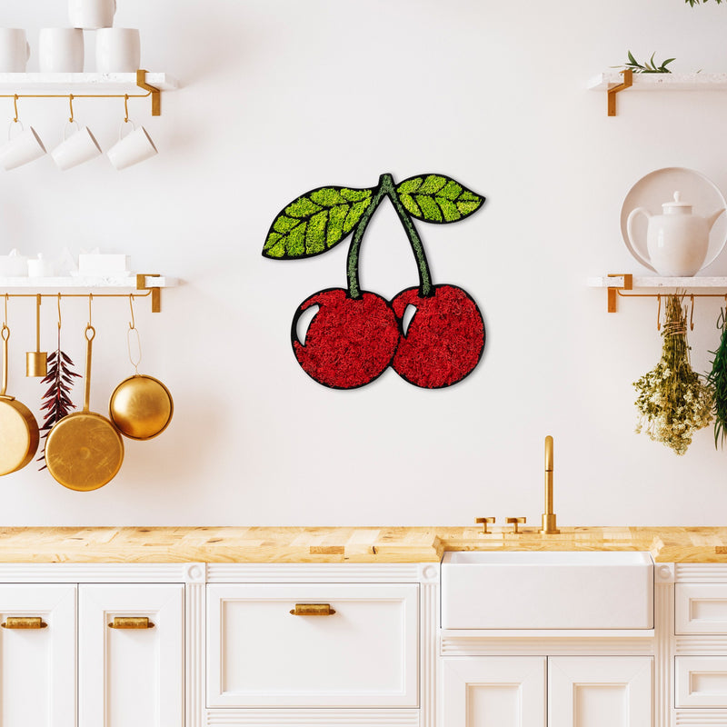 Decorațiune de perete din lemn Moss - Cherry, Roșu - Verde, 40x42x1.2 cm, SKU 931NTR1131, imagine 2
