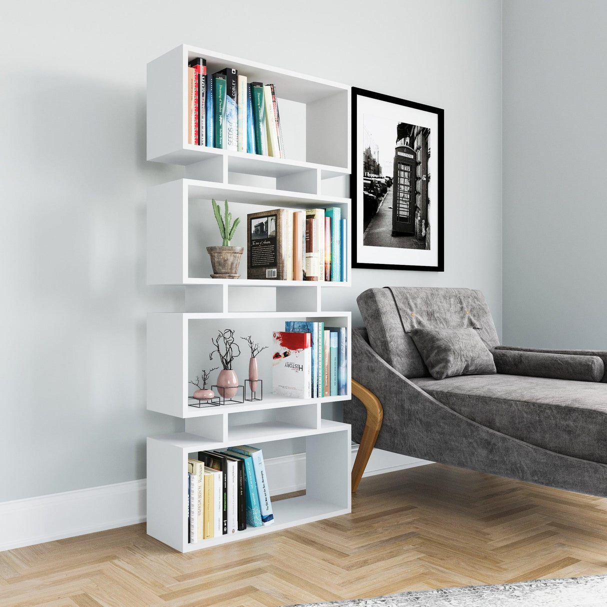 Bibliotecă Langdon, Diverse culori, Diverse dimensiuni - Alb - 72x25x161 cm | SKU: 935CMN1116 | Bibliotecă Langdon, varianta Alb - 72x25x161 cm, produs pentru amenajarea locuinței, disponibil online în România la CasaMob