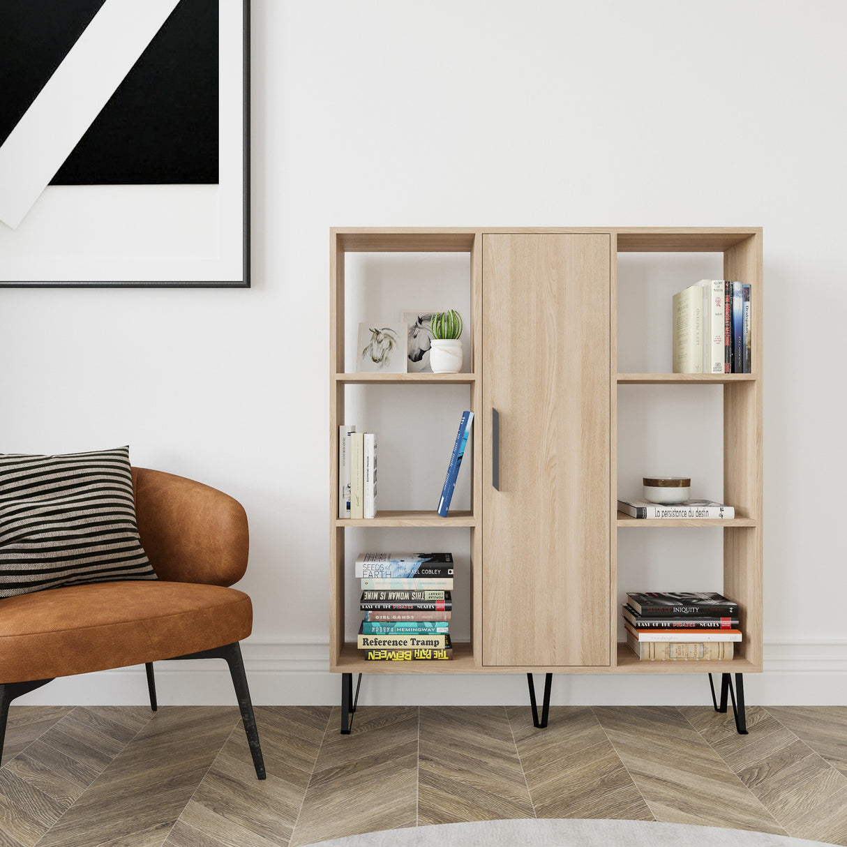 Bibliotecă Peoria, Stejar, 120x25x142 cm