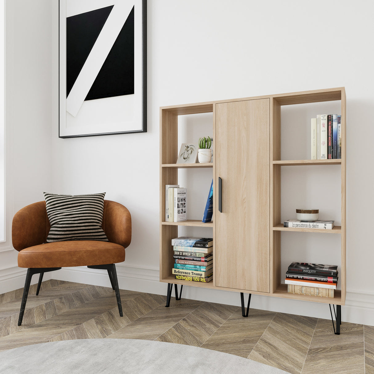 Bibliotecă Peoria, Stejar, 120x25x142 cm