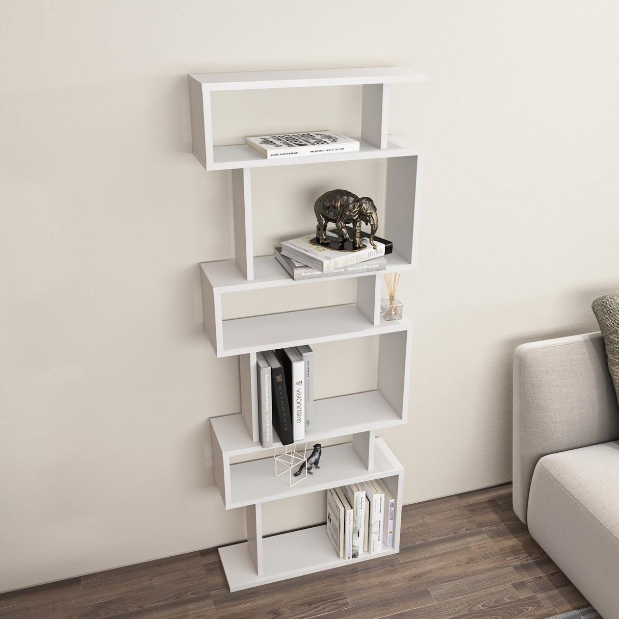 Bibliotecă Bates, Diverse culori, 60x20x160 cm - Alb | SKU: 935CMN1170 | Bibliotecă Bates, 60x20x160 cm, varianta Alb, produs pentru amenajarea locuinței, disponibil online în România la CasaMob
