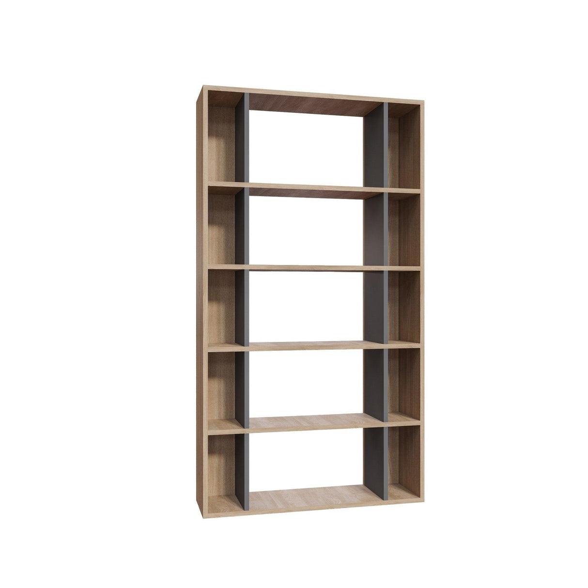 Bibliotecă Sanborn, Diverse culori, 90x25x164 cm - Stejar - Antracit | SKU: 935CMN1226 | Bibliotecă Sanborn, 90x25x164 cm, varianta Stejar - Antracit, produs pentru amenajarea locuinței, disponibil online în România la CasaMob