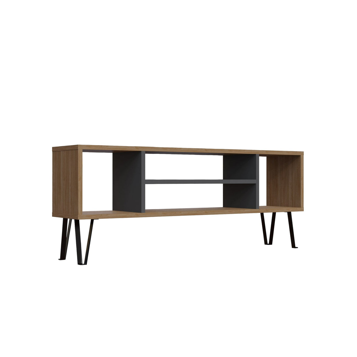 Comodă TV Garvin, Diverse culori, 120x25x47 cm - Stejar - Antracit | SKU: 935CMN1440 | Comodă TV Garvin, 120x25x47 cm, varianta Stejar - Antracit, produs pentru amenajarea locuinței, disponibil online în România la CasaMob