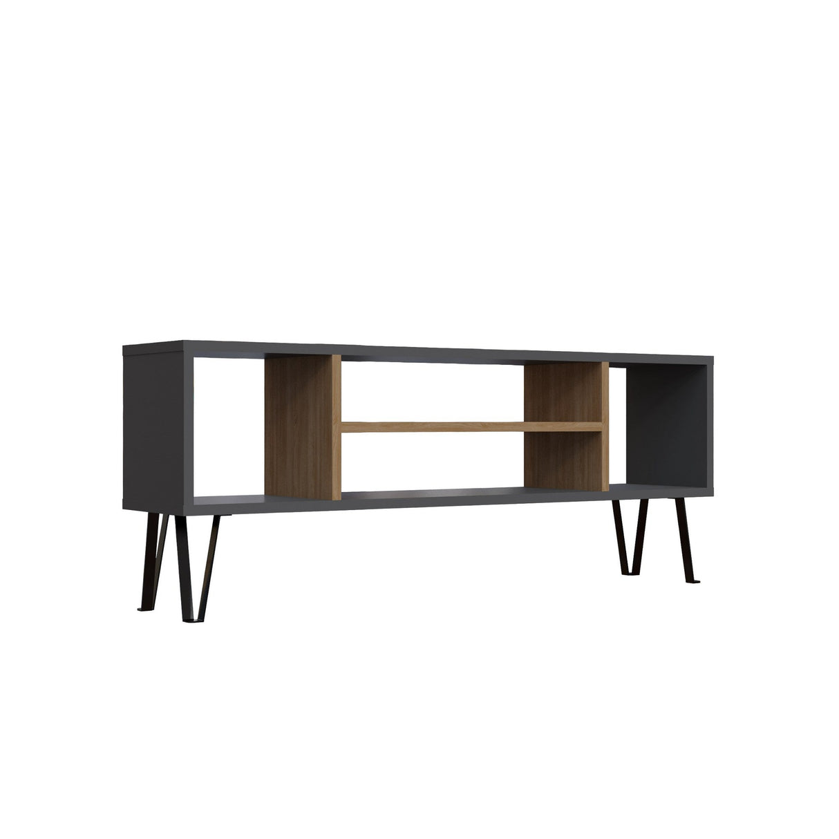 Comodă TV Garvin, Diverse culori, 120x25x47 cm - Antracit - Stejar | SKU: 935CMN1442 | Comodă TV Garvin, 120x25x47 cm, varianta Antracit - Stejar, produs pentru amenajarea locuinței, disponibil online în România la CasaMob