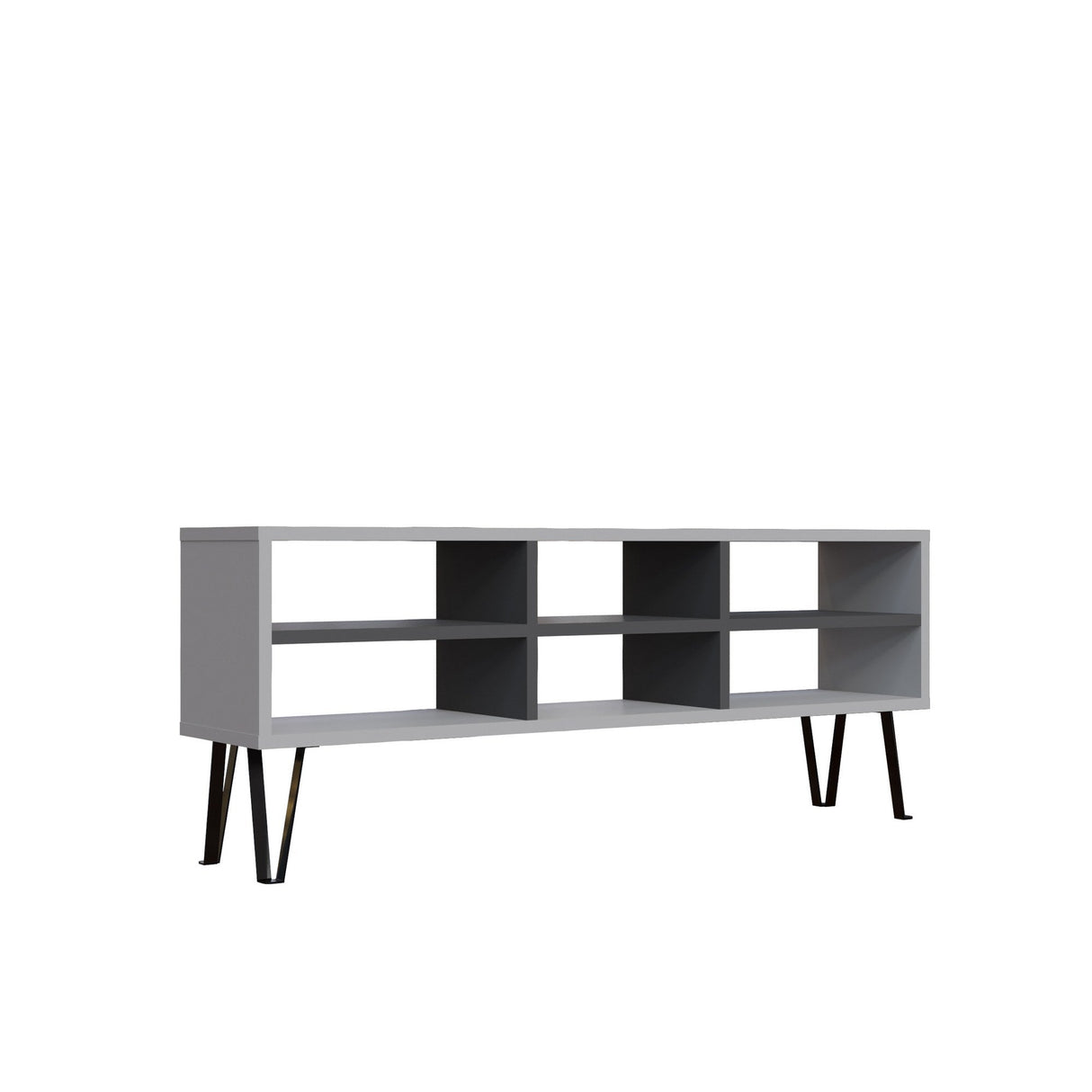 Comodă TV Judd, Diverse culori, 120x25x47 cm - Alb - Antracit | SKU: 935CMN1446 | Comodă TV Judd, 120x25x47 cm, varianta Alb - Antracit, produs pentru amenajarea locuinței, disponibil online în România la CasaMob