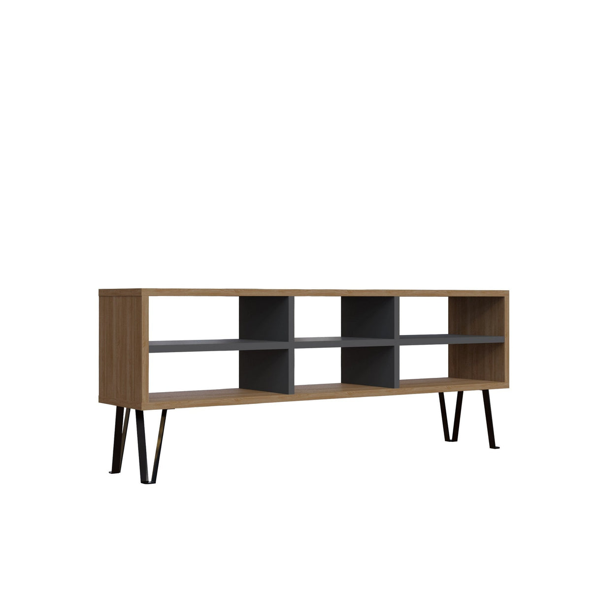 Comodă TV Judd, Diverse culori, 120x25x47 cm - Stejar - Antracit | SKU: 935CMN1449 | Comodă TV Judd, 120x25x47 cm, varianta Stejar - Antracit, produs pentru amenajarea locuinței, disponibil online în România la CasaMob