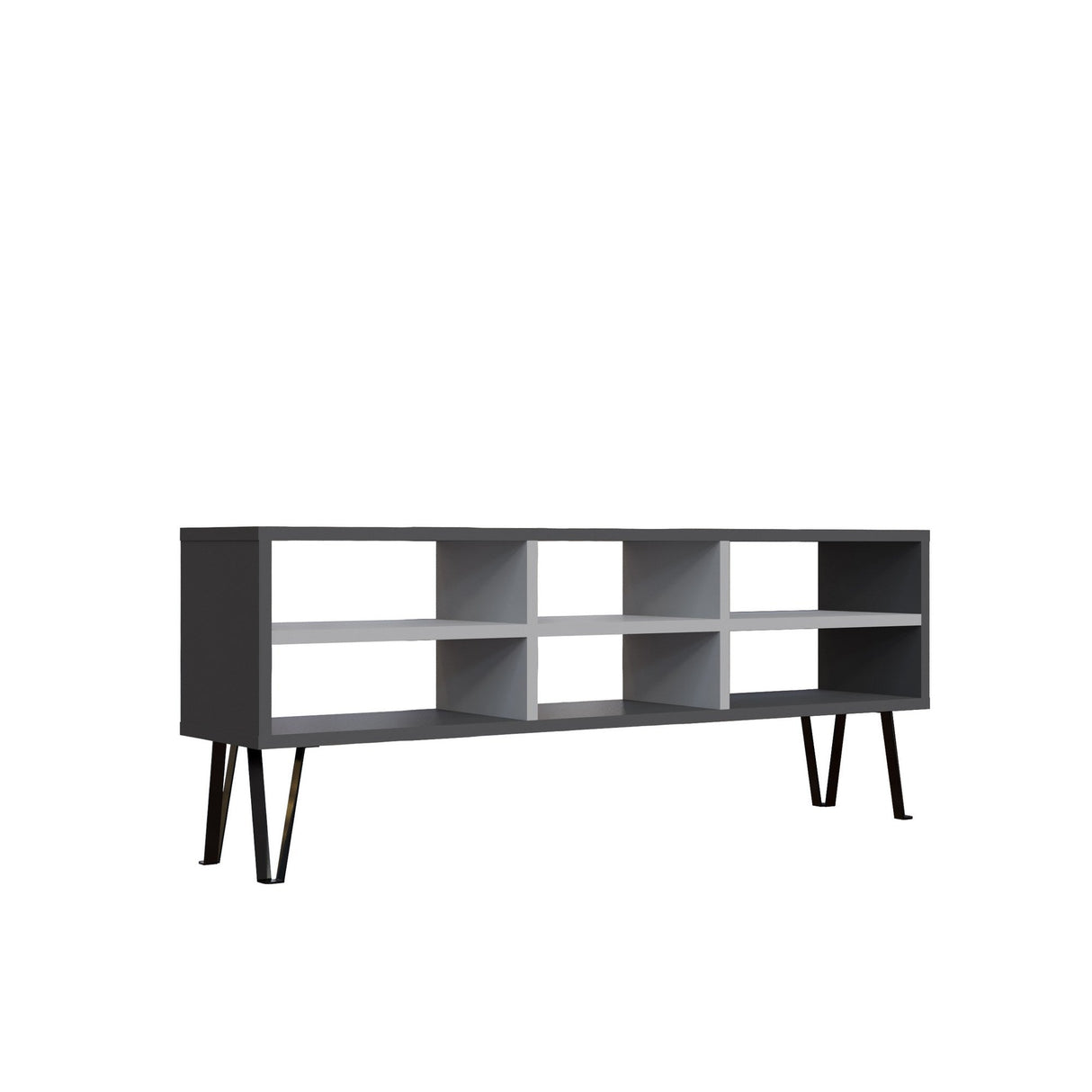 Comodă TV Judd, Diverse culori, 120x25x47 cm - Antracit - Alb | SKU: 935CMN1450 | Comodă TV Judd, 120x25x47 cm, varianta Antracit - Alb, produs pentru amenajarea locuinței, disponibil online în România la CasaMob