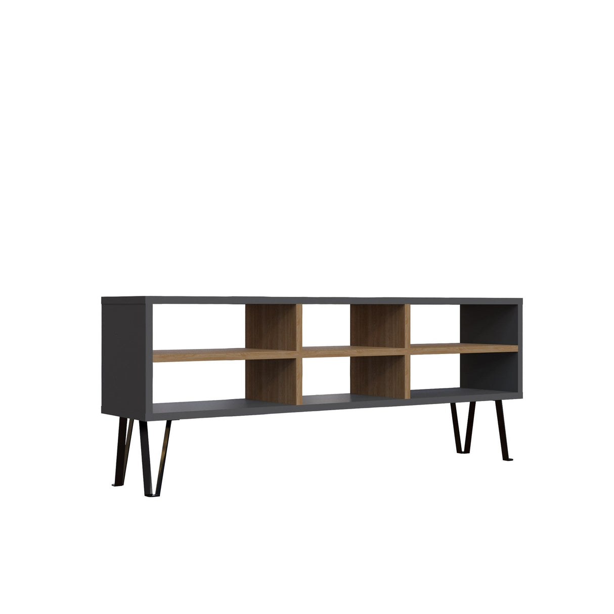 Comodă TV Judd, Diverse culori, 120x25x47 cm - Antracit - Stejar | SKU: 935CMN1451 | Comodă TV Judd, 120x25x47 cm, varianta Antracit - Stejar, produs pentru amenajarea locuinței, disponibil online în România la CasaMob