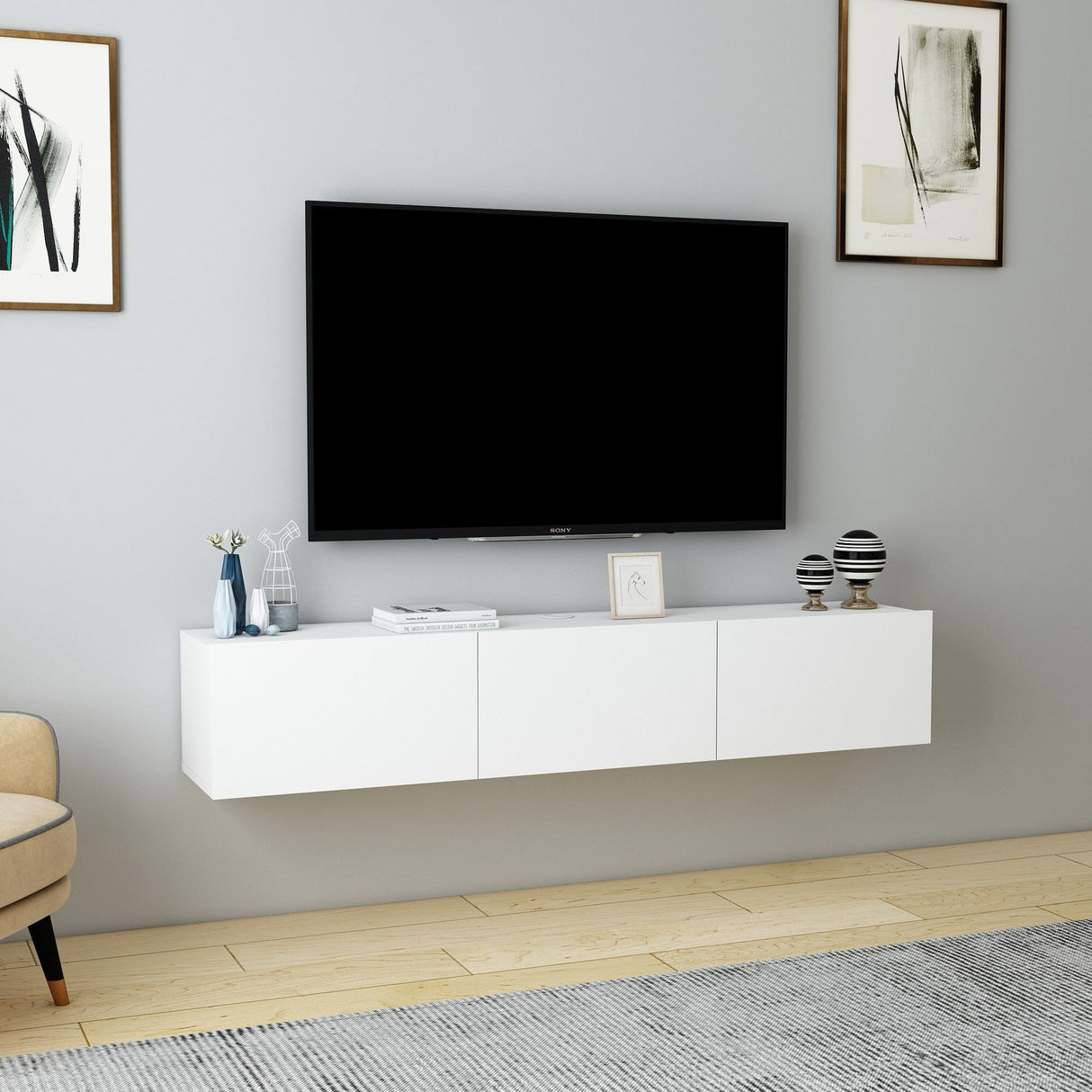 Comodă TV Denby, Diverse culori, 160x31x30 cm - Alb | SKU: 935CMN1454 | Comodă TV Denby, 160x31x30 cm, varianta Alb, produs pentru amenajarea locuinței, disponibil online în România la CasaMob