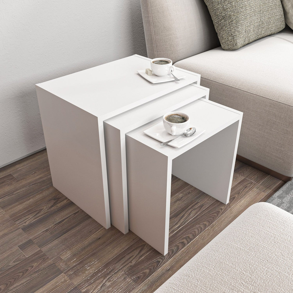 Măsuță de cafea Nora, Diverse culori, 49x35x45 cm - Alb | SKU: 935CMN2205 | Măsuță de cafea Nora, 49x35x45 cm, varianta Alb, produs pentru amenajarea locuinței, disponibil online în România la CasaMob