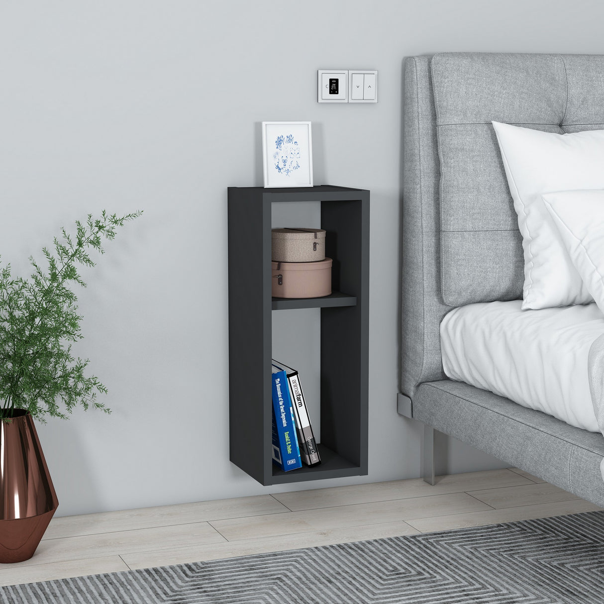 Noptieră Klaus, Diverse culori, 23x22x60 cm - Antracit | SKU: 935CMN2425 | Noptieră Klaus, 23x22x60 cm, varianta Antracit, produs pentru amenajarea locuinței, disponibil online în România la CasaMob
