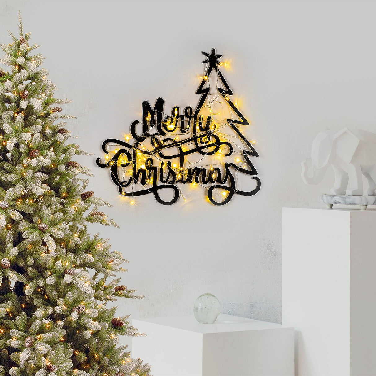 Decorațiune de perete din metal XMASBLACK - 008, Negru, 62x60x0 cm