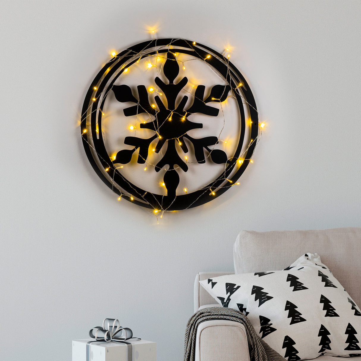 Decorațiune de perete din metal XMASBLACK - 020, Negru, 62x56x0 cm