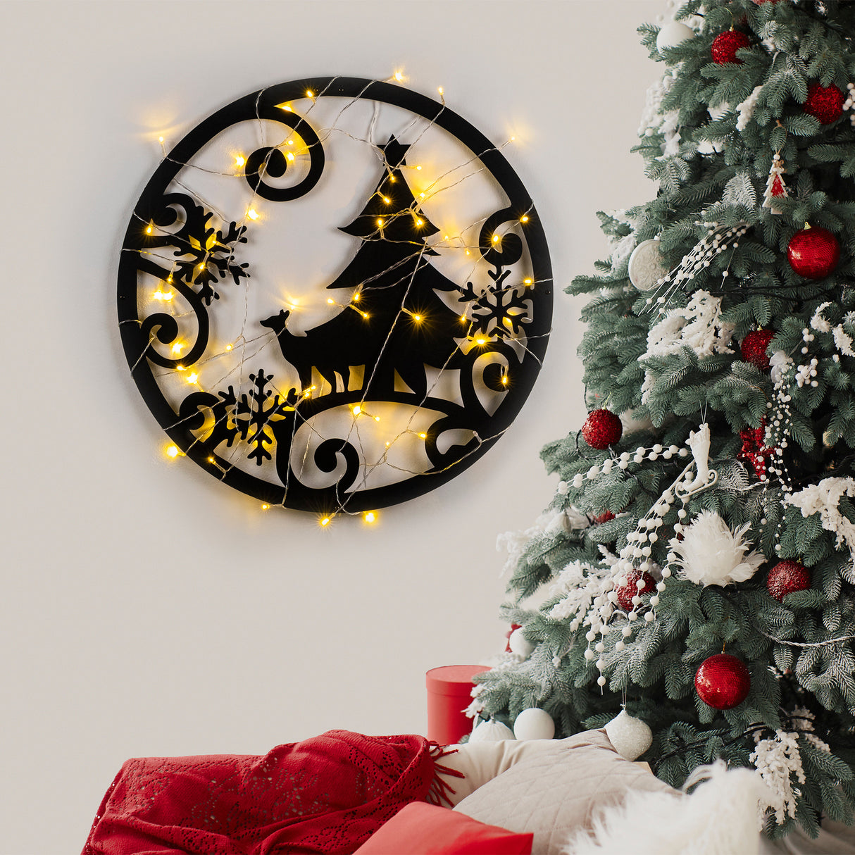 Decorațiune de perete din metal XMASBLACK - 027, Negru, 60x60x0 cm