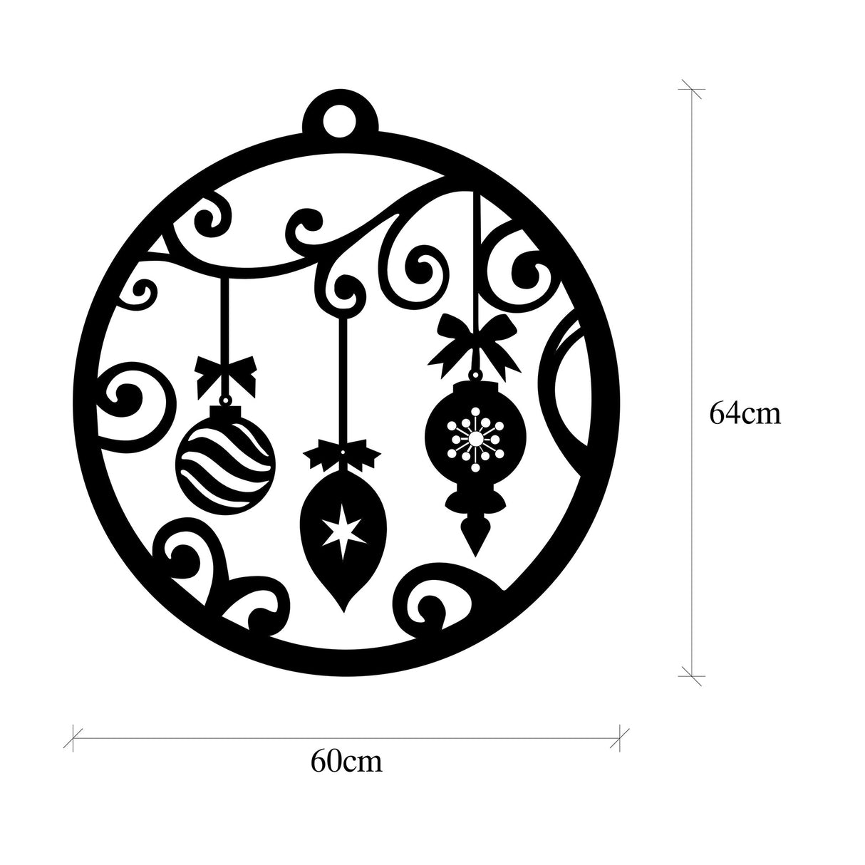 Decorațiune de perete din metal XMASBLACK - 028, Negru, 60x64x0 cm