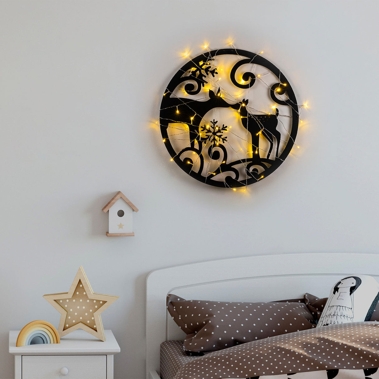 Decorațiune de perete din metal XMASBLACK - 029, Negru, 60x60x0 cm
