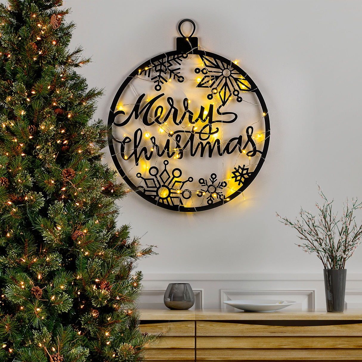 Decorațiune de perete din metal XMASBLACK - 030, Negru, 66x63x0 cm