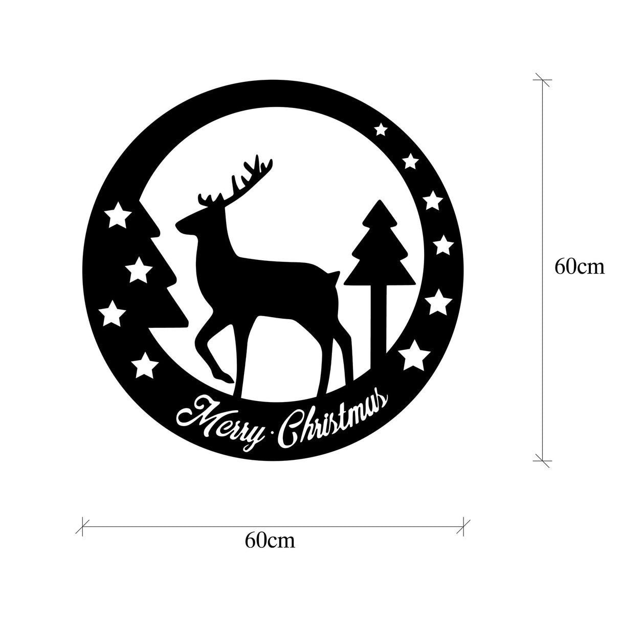 Decorațiune de perete din metal XMASBLACK - 032, Negru, 60x60x0 cm
