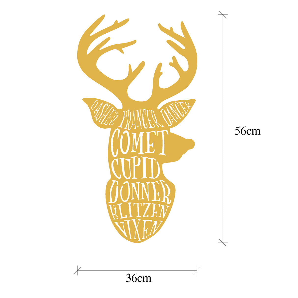 Decorațiune de perete din metal XMASGOLD - 003, Auriu, 36x56x0 cm