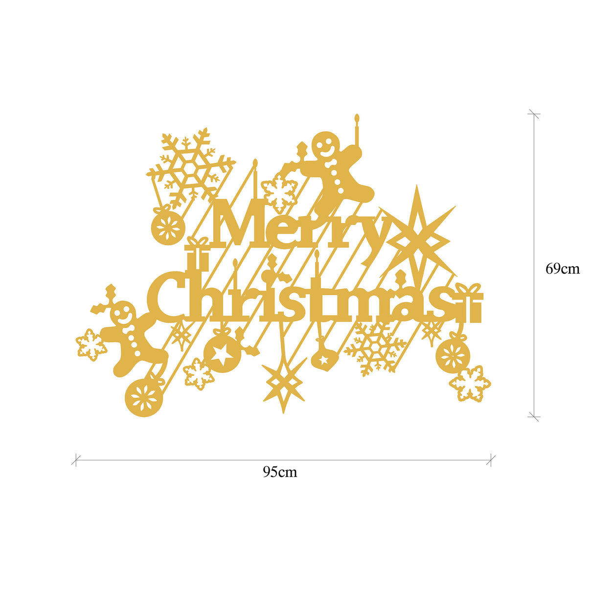 Decorațiune de perete din metal XMASGOLD - 023, Auriu, 95x69x0 cm