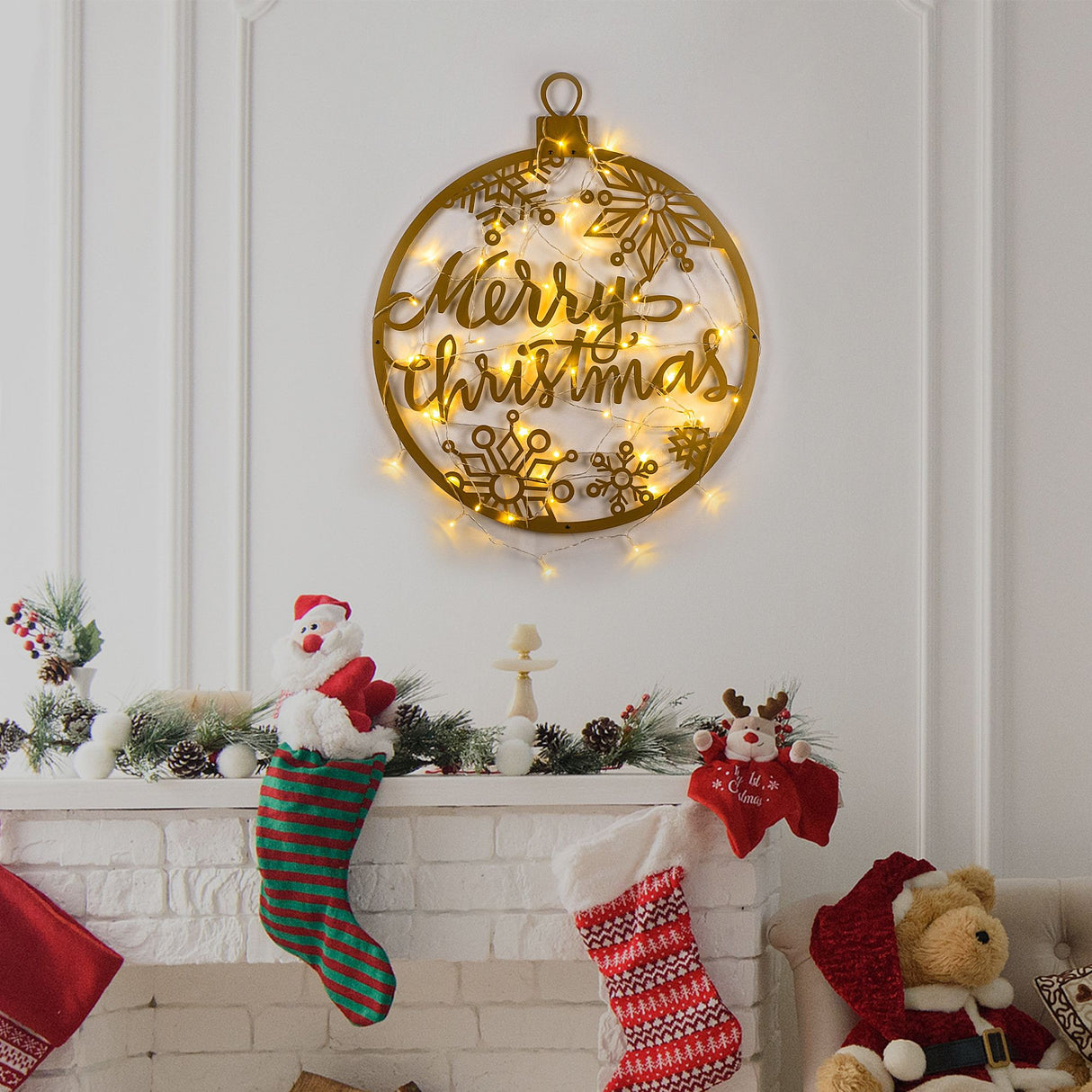 Decorațiune de perete din metal XMASGOLD - 030, Auriu, 66x63x0 cm