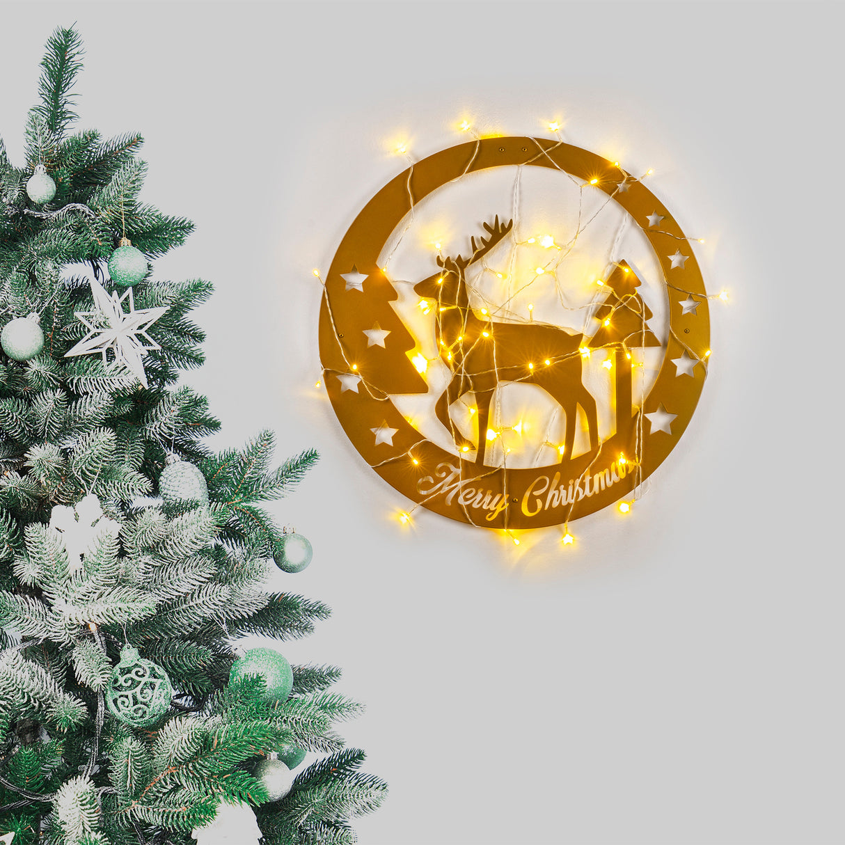 Decorațiune de perete din metal XMASGOLD - 032, Auriu, 60x60x0 cm