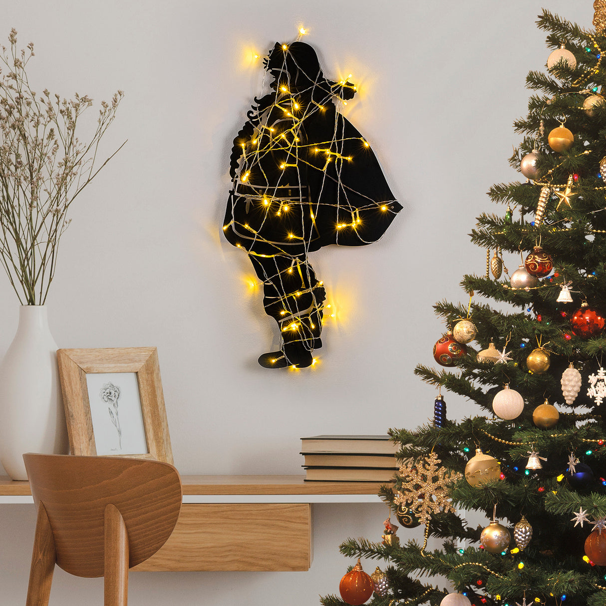 Decorațiune de perete din metal XMASBLACK - 005, Negru, 37x68x0 cm