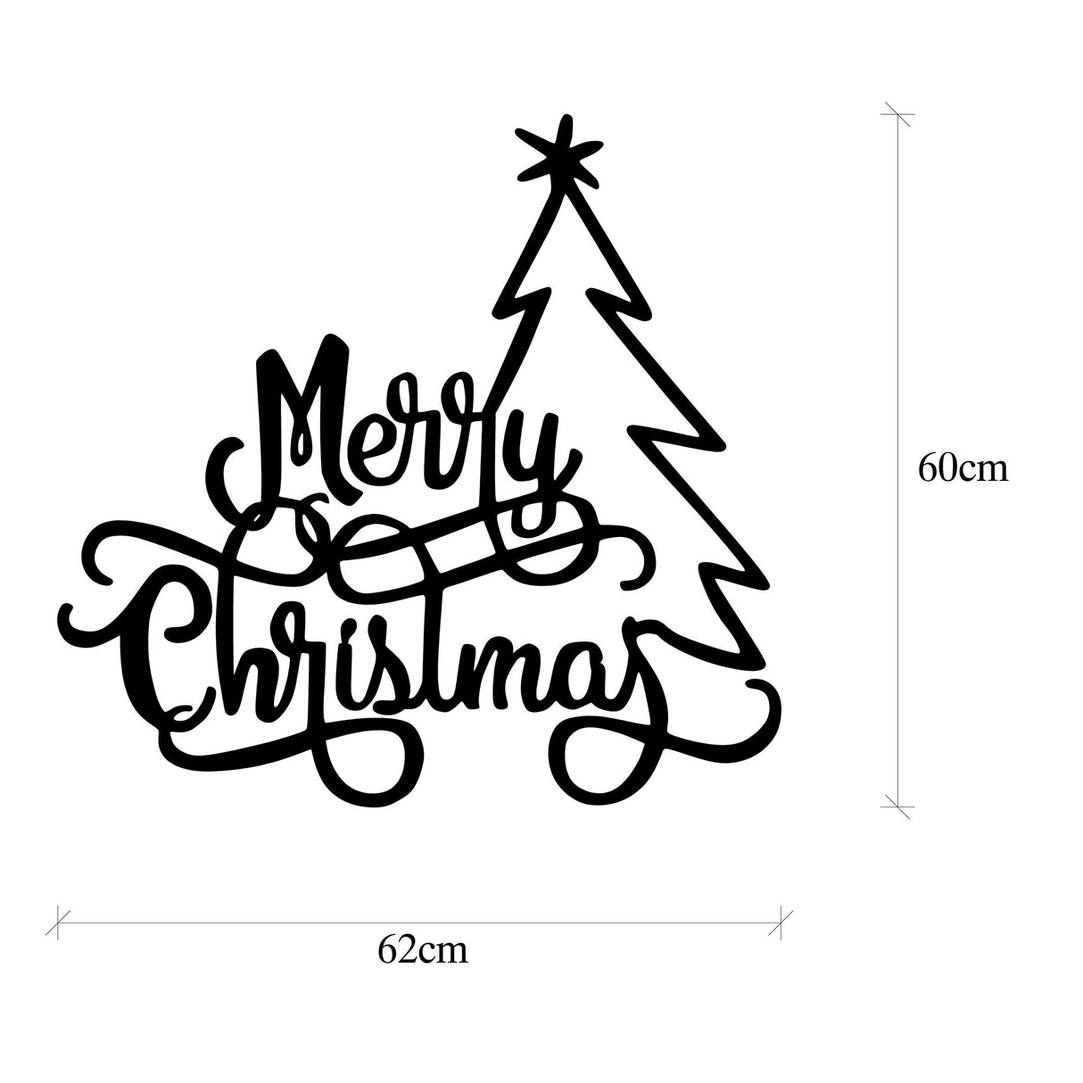 Decorațiune de perete din metal XMASBLACK - 008, Negru, 62x60x0 cm