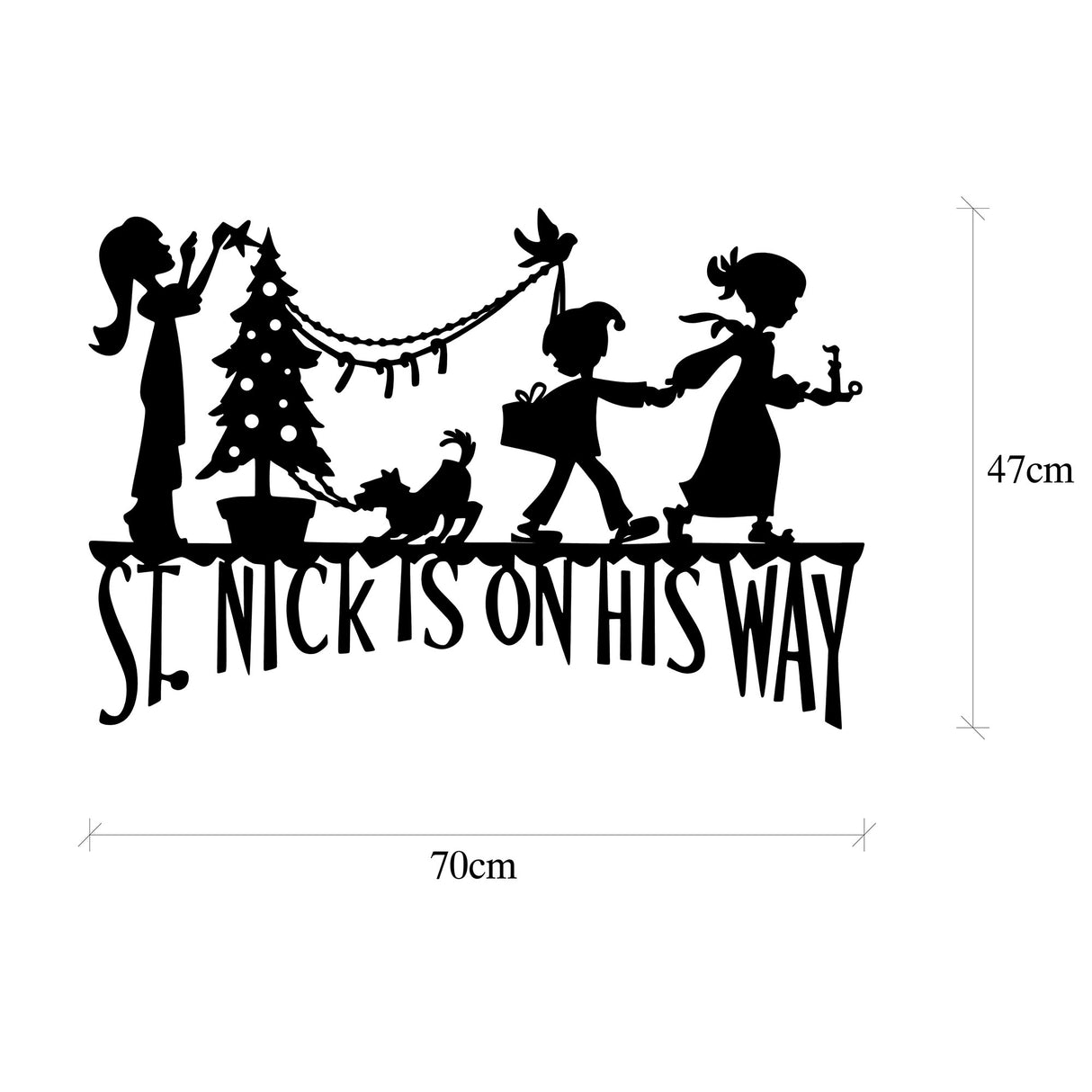 Decorațiune de perete din metal XMASBLACK - 011, Negru, 70x47x0 cm