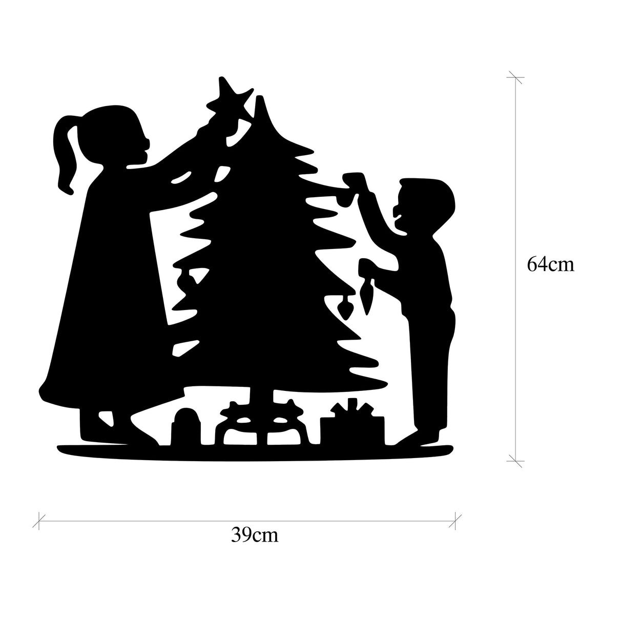 Decorațiune de perete din metal XMASBLACK - 016, Negru, 39x64x0 cm