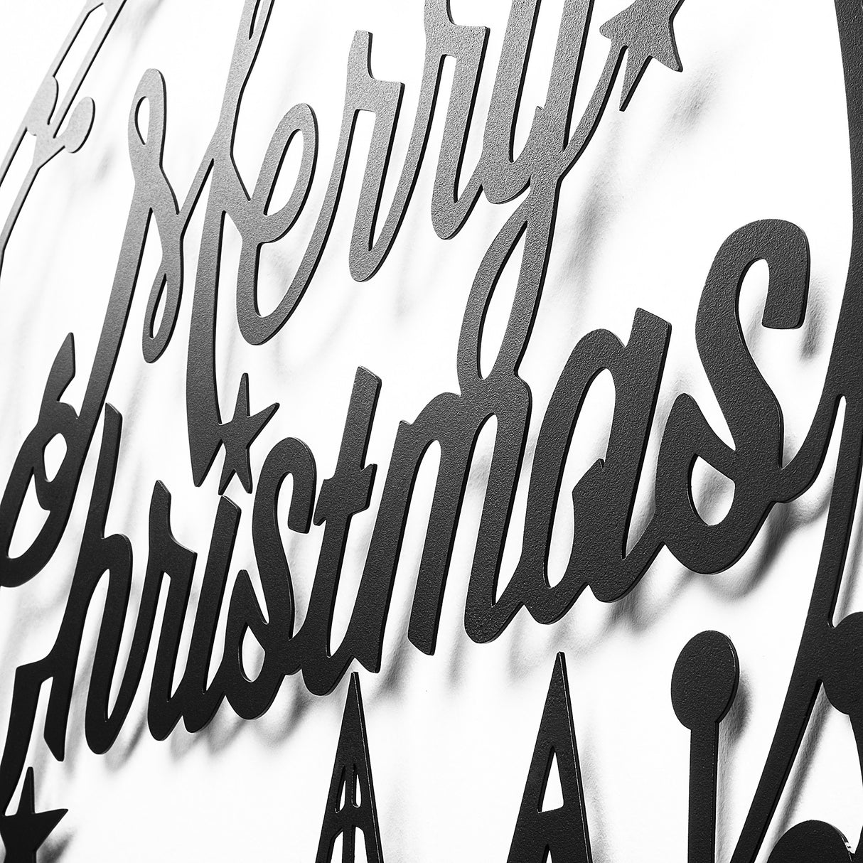 Decorațiune de perete din metal XMASBLACK - 021, Negru, 60x72x0 cm
