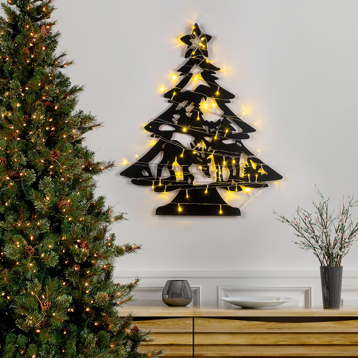 Decorațiune de perete din metal XMASBLACK - 024, Negru, 59x70x0 cm